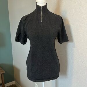 ASOS 100% Cotton Short Sleeve Quarter Zip Gray Size XS